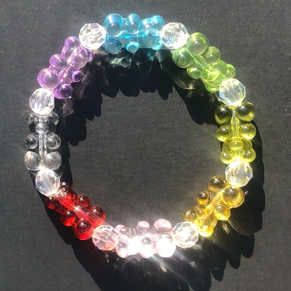 Rainbow Gummy Bear Beaded Kandi Bracelet - Picture 3 of 7